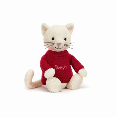 Jellycat Bashful Cream Kitten with Red Jumper | TC4081762